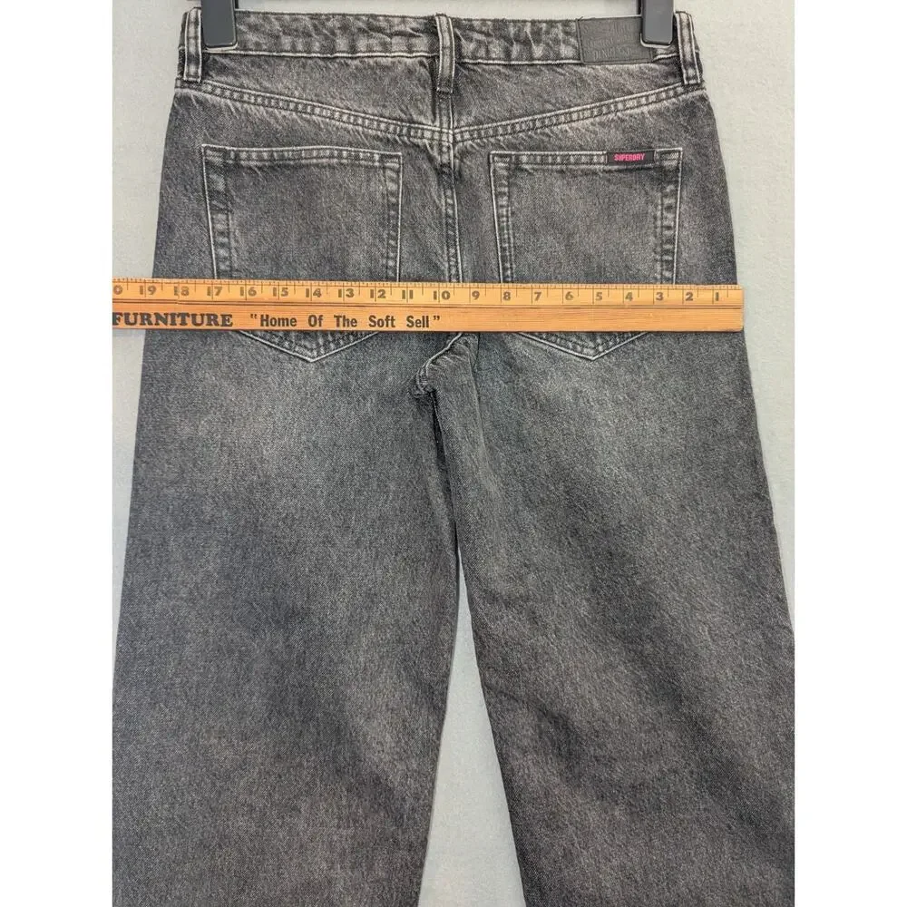 Superdry Denim Jeans Mens 28x30 Black Wide Leg Vtg Baggy Y2K Skater